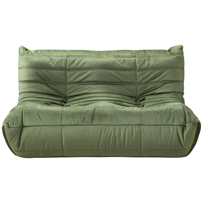 Causeuse rembourrée en velours 54,75 po Rachel, Velours vert