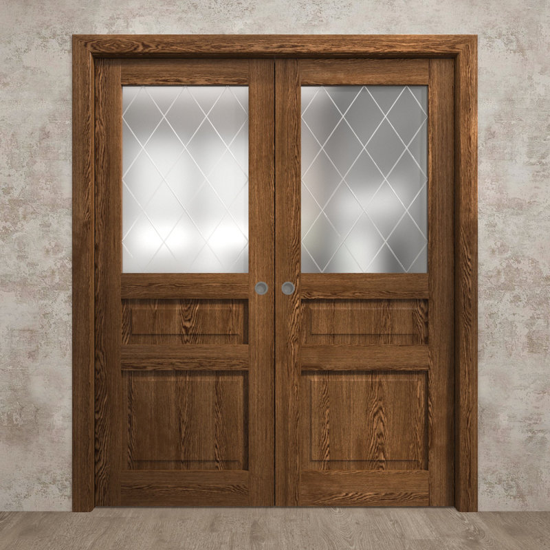 Portes coulissantes françaises à double poche | Ego 5011 | Ensemble de quincaillerie de rail | Portes intérieures modernes en bois massif pour chambre à coucher