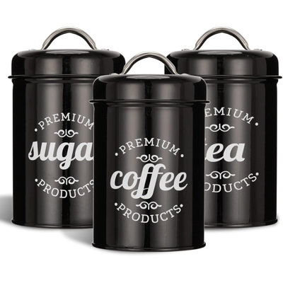 33.8oz Farmhouse Metal Canister, Airtight Round Storage Container for Coffee Tea Sugar