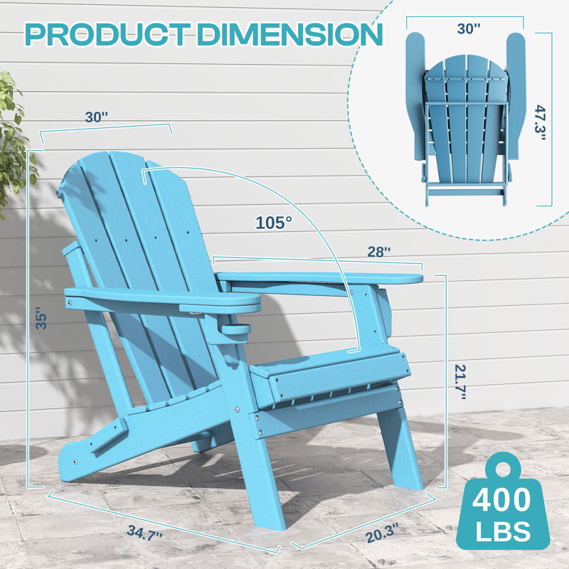 Felten Plastic Folding Adirondack Chair, Arctique