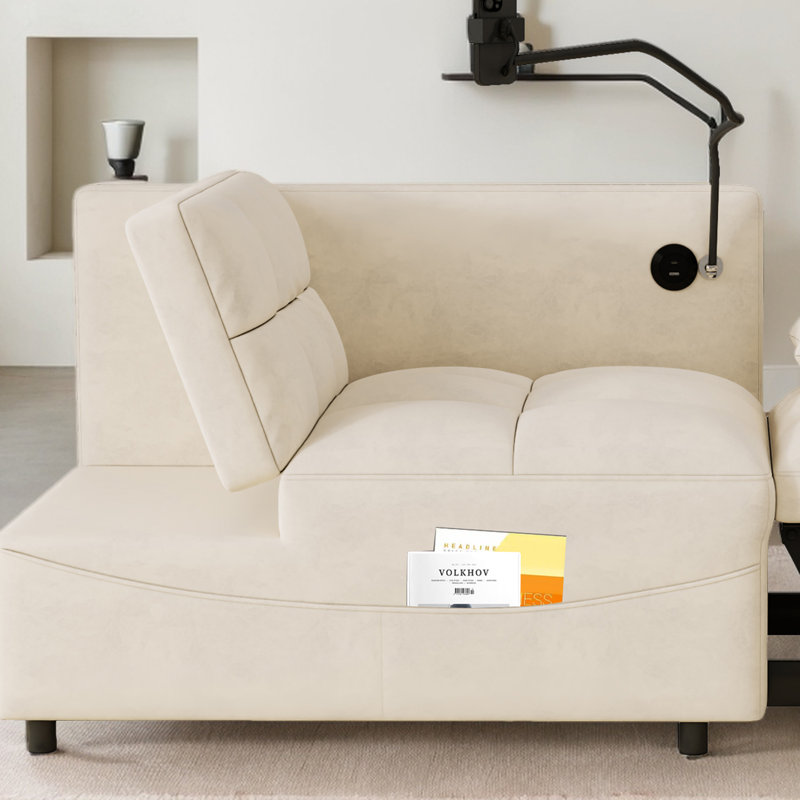 Canapé-lit rembourré convertible 3-en-1, Beige