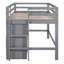 Lit mezzanine peu encombrant avec rangement en bois massif au design moderne gris pour chambre d'enfant et d'adolescent