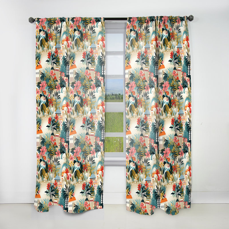 Keydy Urban Jungle Mirage II - rideau en velours tropical - obscurcissant - 1 panneau, L 52 po x L 108 po