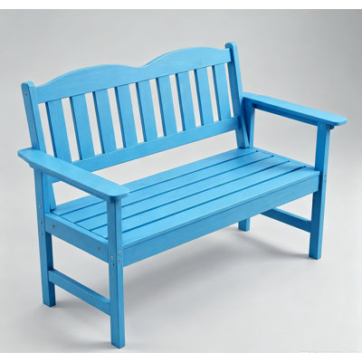 Banc de jardin extérieur 2 places de 119 cm (47 po), canapé deux places en polybois résistant aux intempéries, supportant jusqu'à 363 kg (800 lb), texture bois et design à lattes pour porche, cour, parc et jardin.