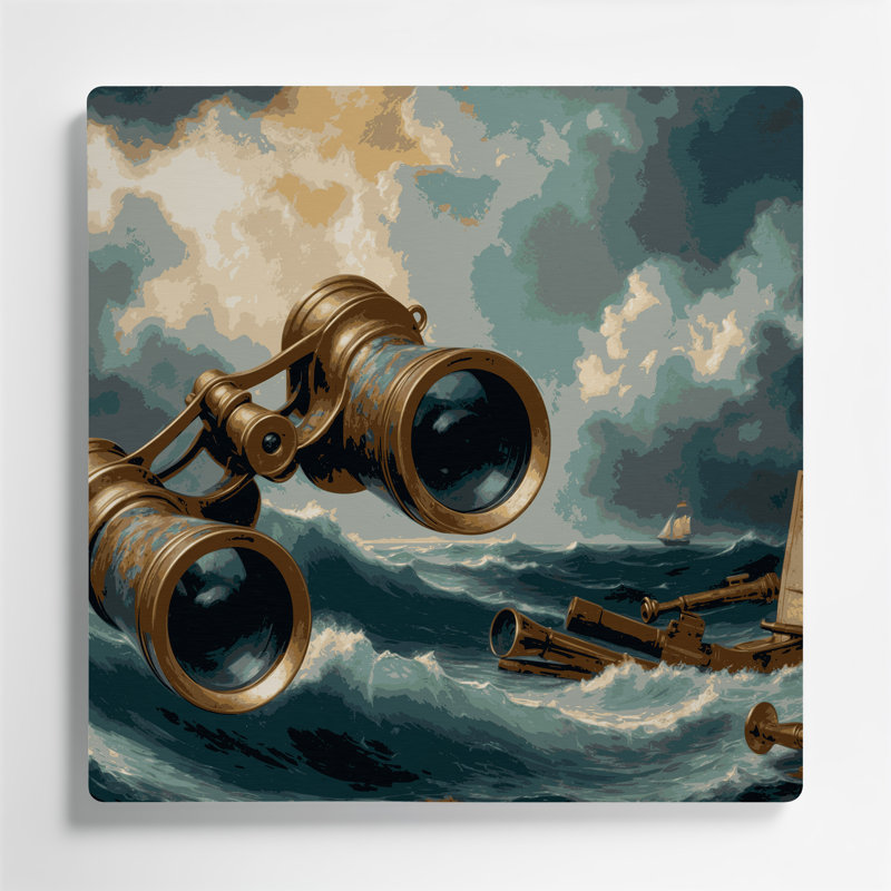Art mural en métal noir Jumelles nautiques, 12" H x 12" W