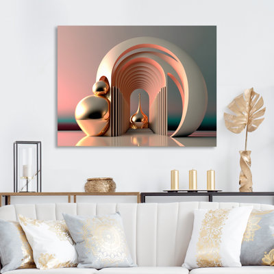 «Futuristic Golden Globe Architecture I», reproduction sur toile