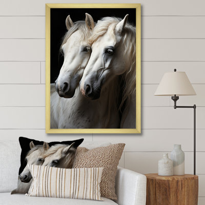 White Horse Whispering Whinnies - Reproduction d'art mural animaux