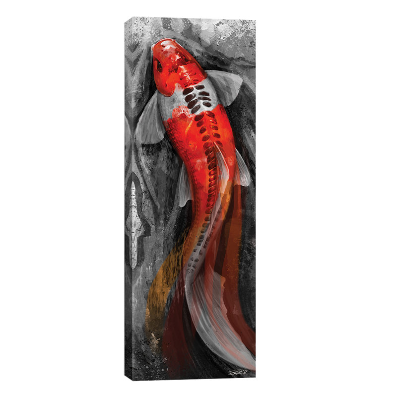 Flowing Koi by Steve Goad - Painting on Canvas, 30.48 cm H x 91.44 cm W x 1.91 cm D, No Frame