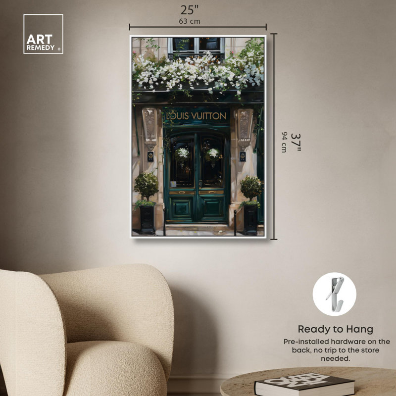 «Spring Emerald Store Canvas Fashion and Glam» par Spring , Cadre flottant blanc, H 37 po x l 25 po