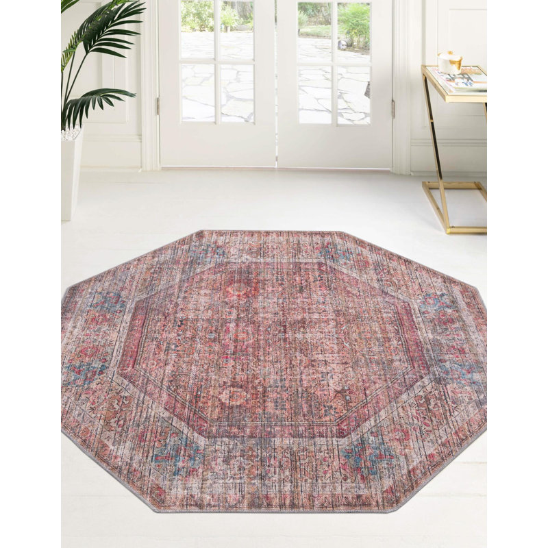 Engen Washable Oriental Indoor Rug, Octagon 7'10" x 7'10"