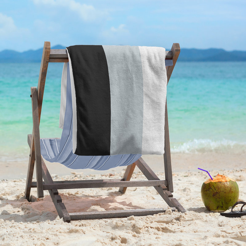 Beach Towel, Black/Silver/White, Microfiber