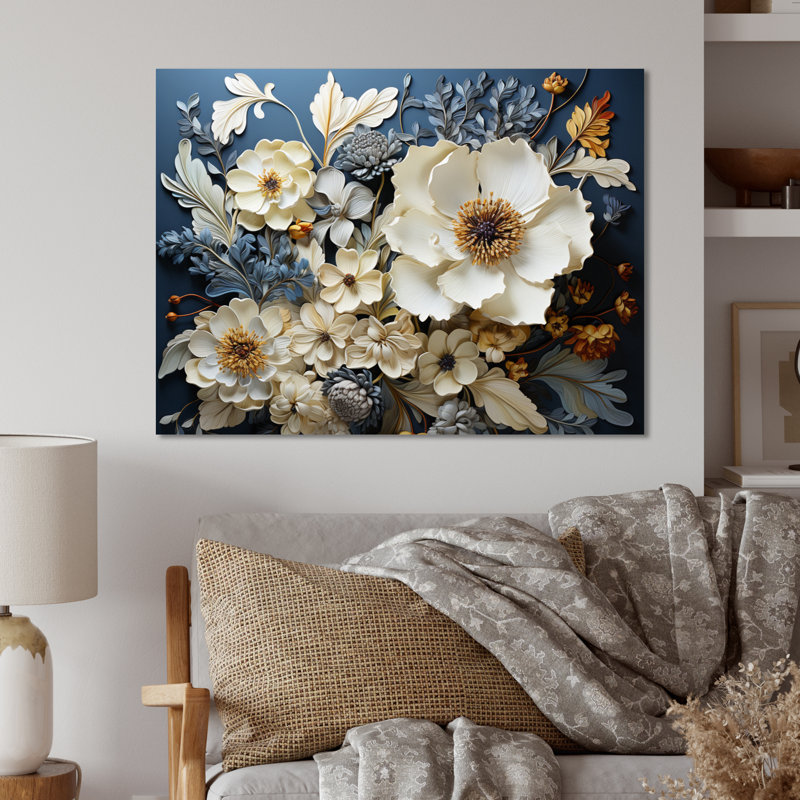 Tapisserie «I», impression florale sur métal, H 12 po x l 20 po