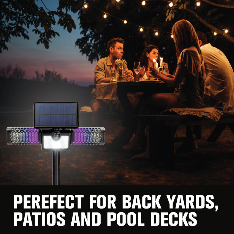 Solar-Powered Black Bug Zapper with Motion-Activated Floodlight