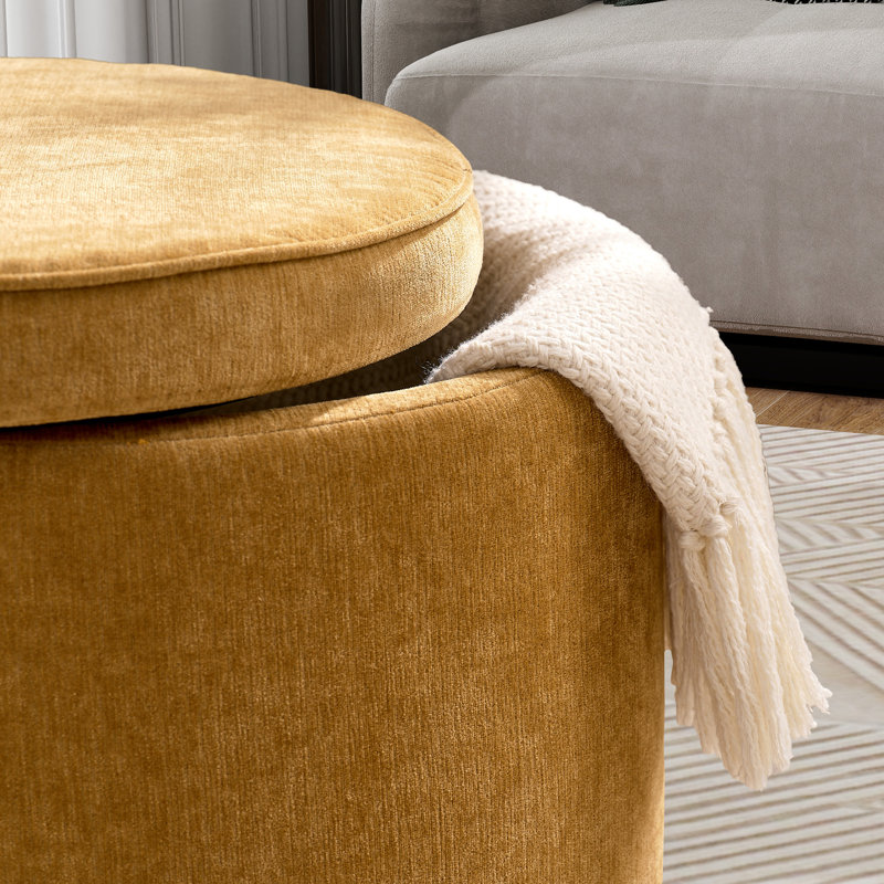 Table basse avec rangement et 2 repose-pieds, Jaune