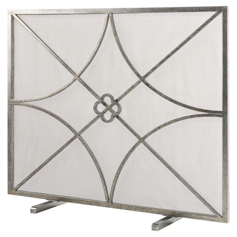 Boxwoods Bifold Iron Fireplace Screen, Royal Silver