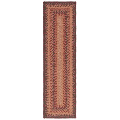 Braided Flat Weave Cotton/Others Striped Rug in Orange
