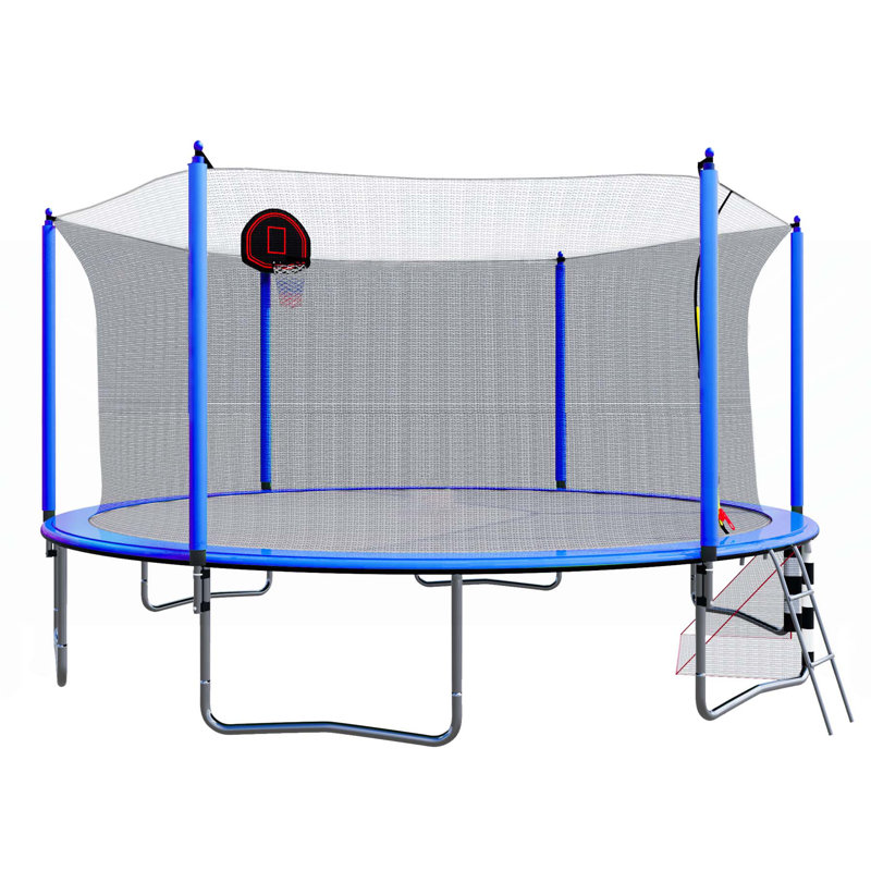 Trampoline polyvalent avec plusieurs accessoires pour un divertissement ultime, Noir / Bleu
