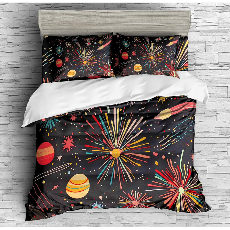 New Year Firework Print Bed Sets