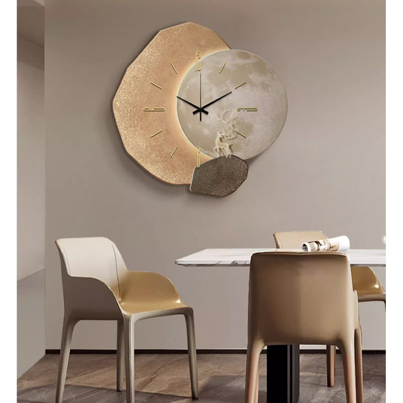 Horloges murales miroitantes en porcelaine, Petit, Blanc / doré