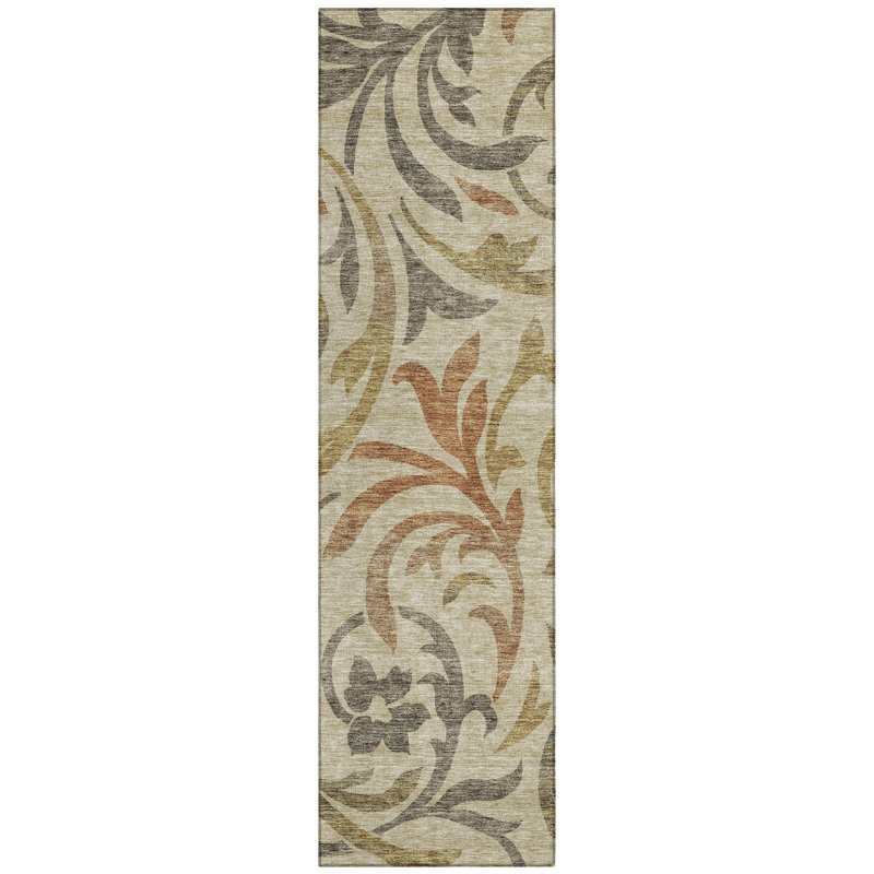 Washable Floral Indoor / Outdoor Rug, Runner 2'3" x 7'6"
