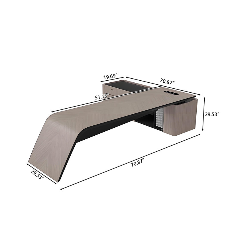 Bureau de direction en L 70,87 po, H 29,53 po x l 70,87 po x P 70,87 po