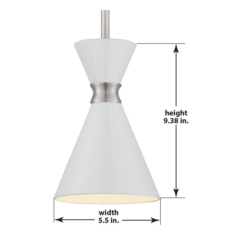 Luminaire suspendu conique 1 lumière Assiya, Blanc lustré à paillettes