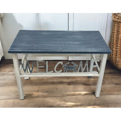 24 Plain Wooden Top Welcome Bench w/Turtle Accent