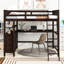 Lit mezzanine avec tablettes et bureau. Pleine grandeur pour un sommeil confortable. Cadre en bois massif. Tiroirs de rangement supplémentaires. Améliorez la fonctionnalité de votre chambre à coucher Tiroirs, bureau et fonctionnalité-1835965451