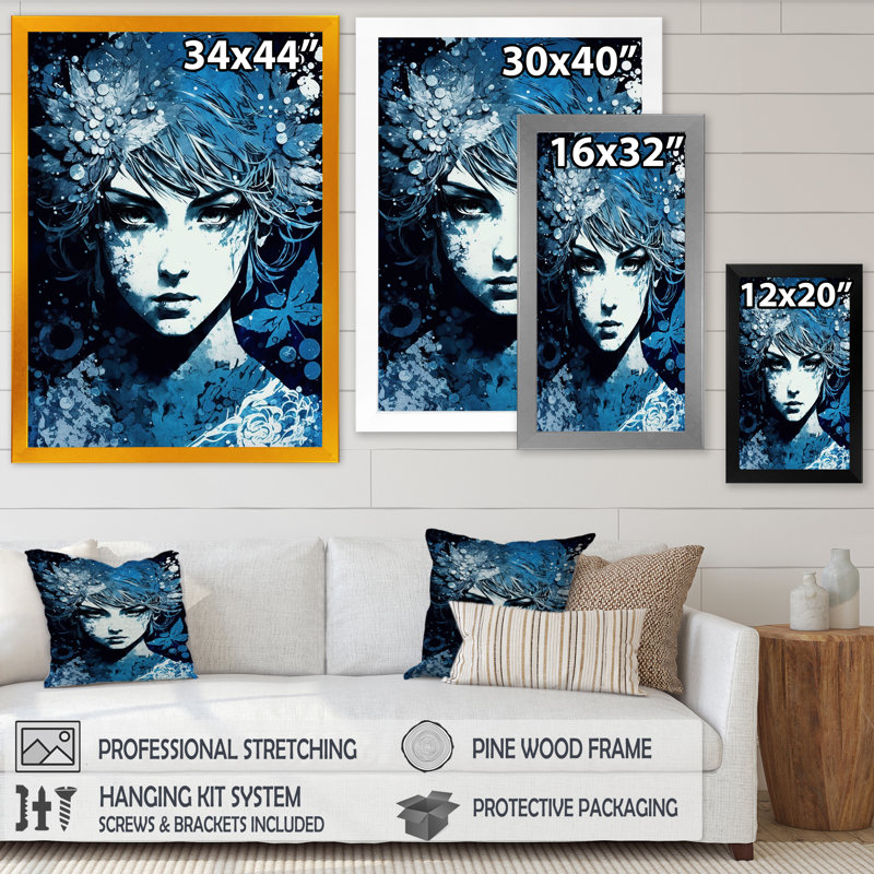«Dyron Vintage» par Retro Blue II sur impression sur toile, Cadre photo noir, H 44 po x l 34 po x P 1,5 po