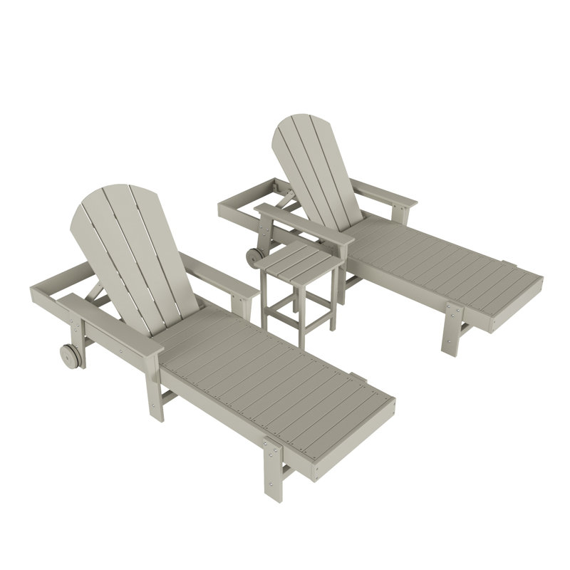 Laguna Outdoor Chaise Lounge Set with Table, Sand
