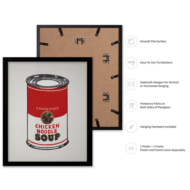 Soupe de poulet et nouilles Campbell's, Cadre noir, Affiche, H 18 po x l 24 po
