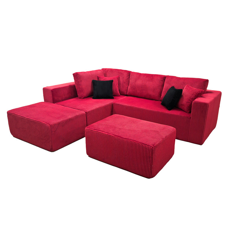 Fernvale Modular Boneless Sectional, Red Corduroy