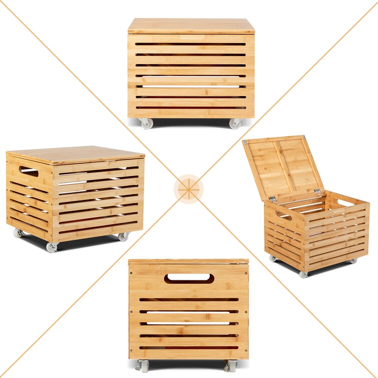 Costway Bamboo Rolling Storage Organizer Box Wood Storage Office Box, 1  unit - Ralphs