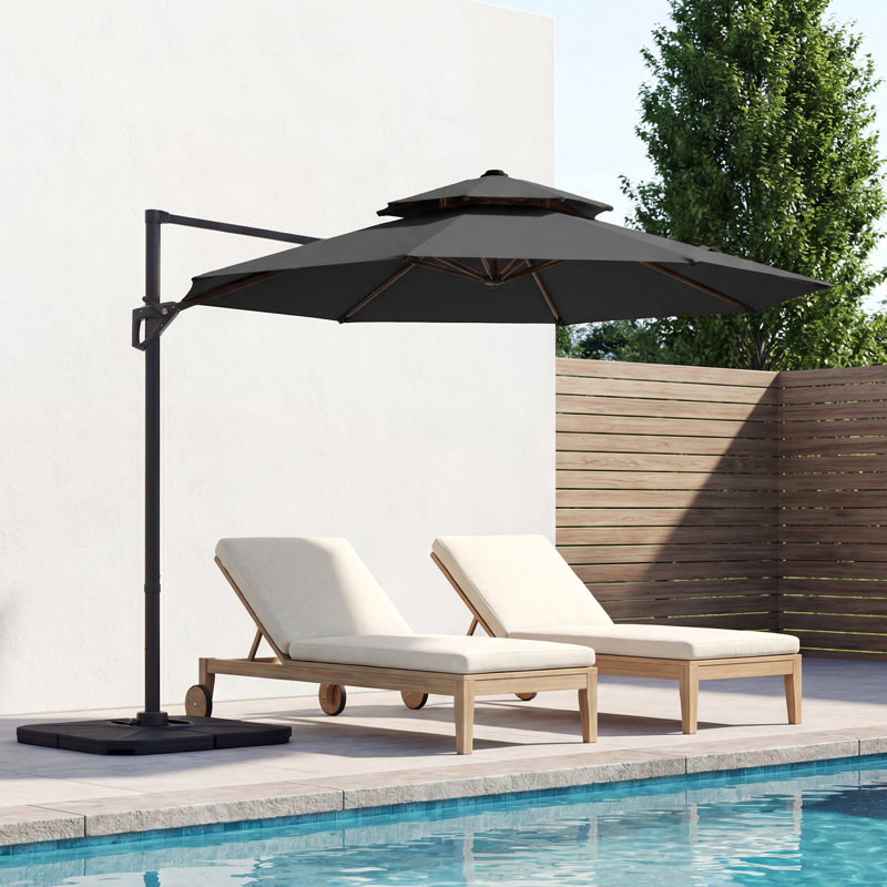 Parasol en porte-à-faux Pulk, L 120 po x P 120 po, Gris