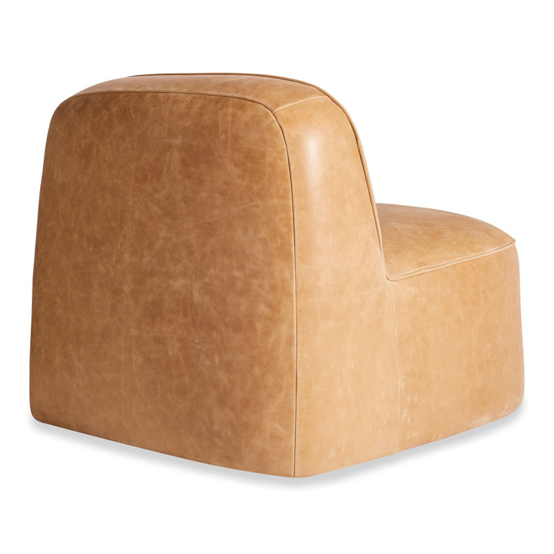 Looksee Swivel Side Chair, Camel Leather