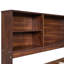 Lit capitaine pleine grandeur en bois avec tablettes de rangement intégrées, 4 tiroirs et 2 armoires, brun antique