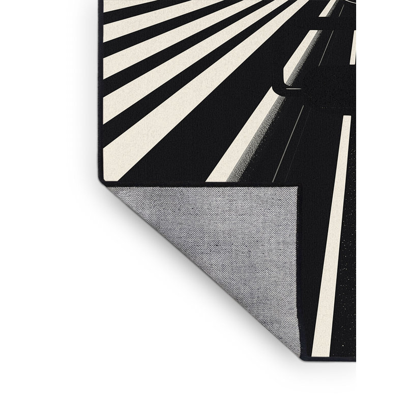 Machine Washable Medford Rowing Machine Modern Geometric Rug in Beige – Black Binding, 2x5