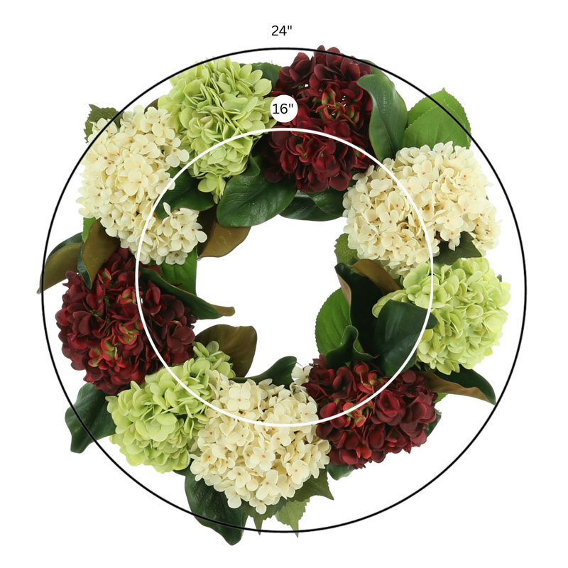 24" Hydrangea & Magnolia Wreath