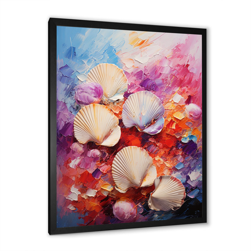 «Seashells Wonders On The Coast I», reproduction sur toile, Cadre simple noir, H 32 po x l 24 po x P 1 po