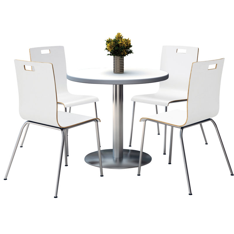Ensemble de table de salle à manger et de chaises 36 po L, L 36 po x P 36 po, Lin frais, Blanc