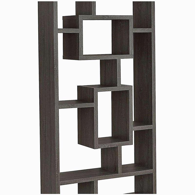 Bibliothèque grise vieillie à 10 tablettes, Gris