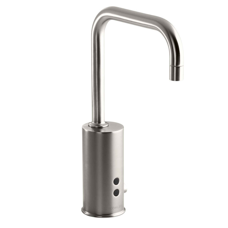 Gooseneck Single-Hole Touchless Dc-Powered Commercial Faucet with Insight Technology and Temperature Mixer, Vibrant Stainless