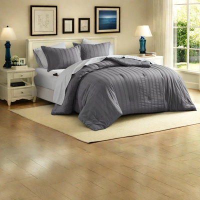 de literie pour très grand lit deux pièces Cal, ensemble d'édredon à rayures tissées en polyester pour chambre à coucher moderne