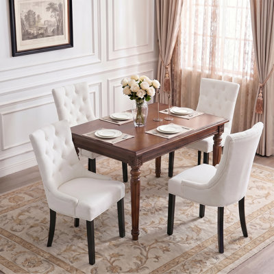 Modern Tufted Linen Upholstered Dining Chairs(Set Of 4)
