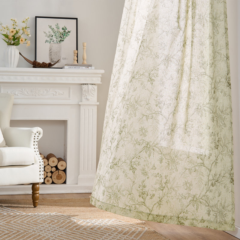 Paire de rideaux semi-transparents avec passe-tringle, L 50 po x L 63 po