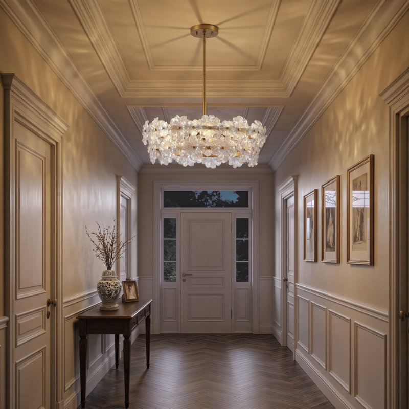 Lustre tambour en métal et verre à 6 lumières Harlune, Quatre lumières