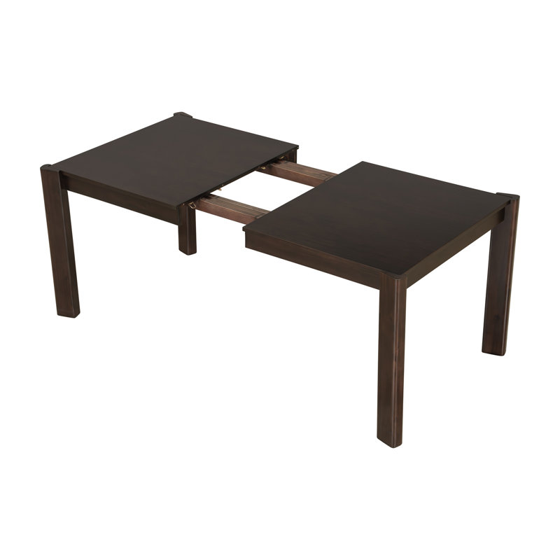 Modern Farmhouse Extendable Dining Table Set with Solid Wood Rattan Chairs – Expandable 59" to 73" for 4-8 Guests, Walnut