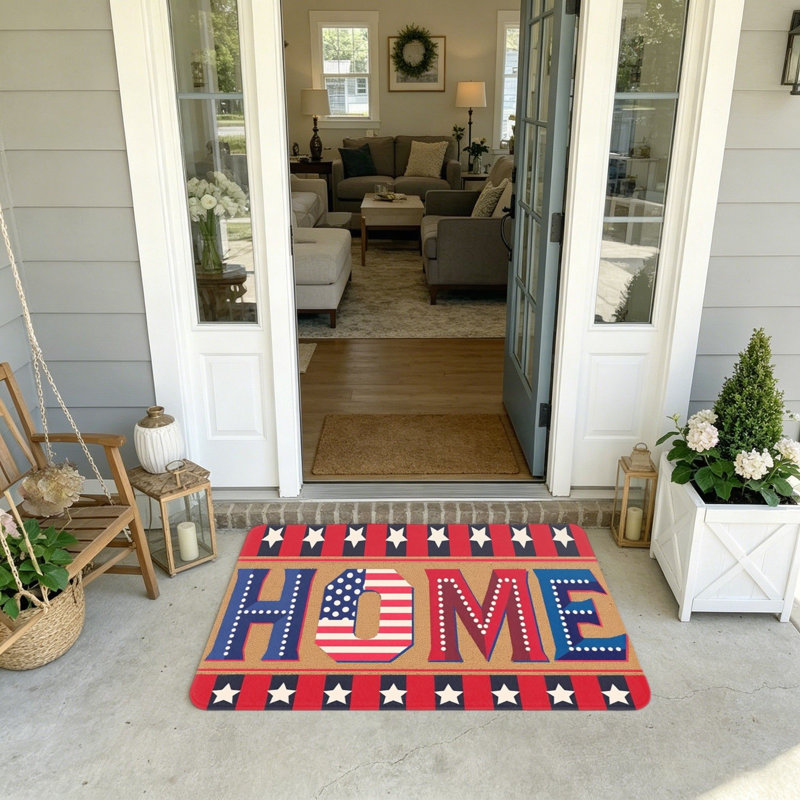 Tapis d'entrée rectangulaire patriotique Rivet Home 20 po x 32 po