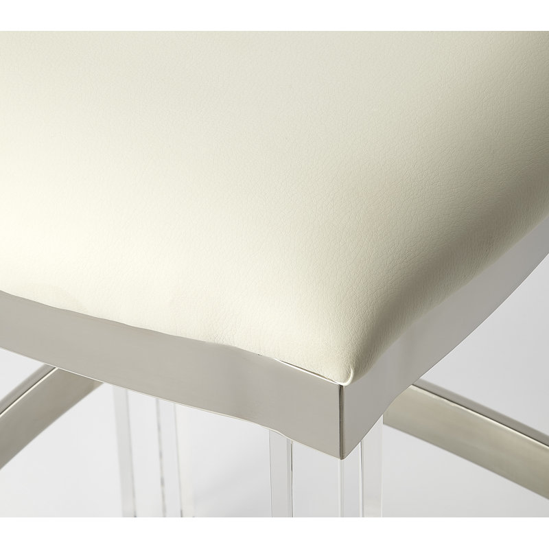 Tabouret de comptoir en acrylique et simili cuir H 24 po Riverton, Blanc
