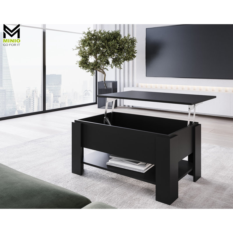 Cazadero Lift Top Four Leg Coffee Table with Storage, Black